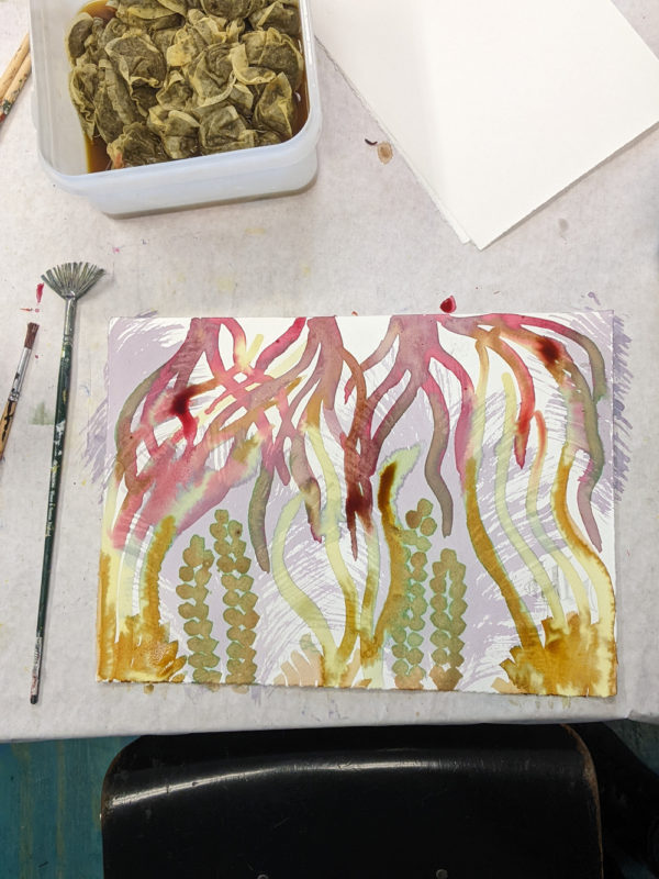 Yangdzom uses naturally dyed pigments for their painting.